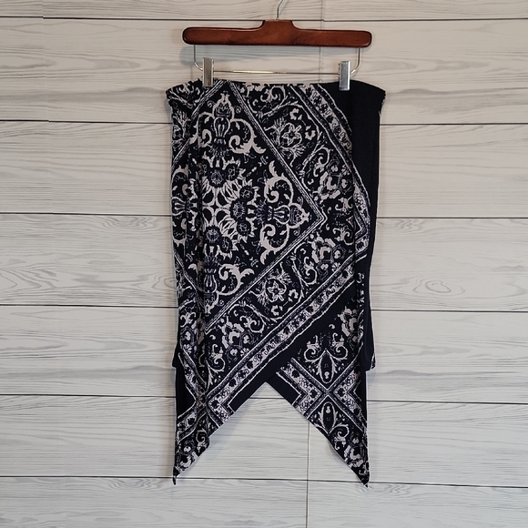 VENUS Black and Navy  Ornate Midi Skirt Womens Size L - Picture 1 of 7